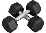 Fortuna Lai Set Di 2 Manubri Esagonali, 2X5 Kg, Ghisa Con Rivestimento In Gomma, Nero