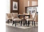 Fortuna Lai Sedia A 4 Gambe, Sedia Da Pranzo In Velluto Beige, Con Trapuntatura A Bottoni, Struttura In Legno Massello, Beige (Set Da 4)