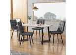 Fortuna Lai Sedia Da Pranzo (4 Pezzi), Grigio Scuro, Set Da 4 Sedie Imbottite Design Sedia Con Schienale, Seduta In Lino Struttura In Metallo