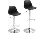 Fortuna Lai Set Di 2 Sgabelli Da Bar, Sedia Da Bar Imbottita Con Struttura In Acciaio, Schienale, Sedie Da Cucina Regolabili In Altezza Con Poggiapiedi, Girevoli A 360°, Sgabelli Da Bancone Per Cucina, Soggiorno, Sala Da Pranzo, Ecopelle Nera