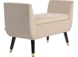 Fortuna Lai Panca Panca Imbottita Con Vano Portaoggetti Braccioli Panca Contenitore Velluto Sintetico Poliestere Legno Di Gomma Beige 107 X 42 X 65 Cm