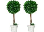 Fortuna Lai Set Di 2 Bossi Artificiali 60 Cm Piante Artificiali Resistenti Ai Raggi Uv In Vaso Per Decorare Il Soggiorno Verde