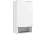 Fortuna Lai Armadio Pensile Con Ante, Armadio Da Bagno, Armadio Da Cucina Con Ripiani Regolabili, Scomparto Aperto, Armadietto Dei Medicinali Montaggio A Parete Bianco 40 X 27 X 77 Cm