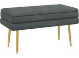 Panca Imbottita Fortuna Lai Con Vano Contenitore, Grigia, Effetto Velluto, Panca Letto Con Gambe In Acciaio, Panca Porta Scarpe Per Soggiorno E Camera Da Letto 79,5X37,5X43 Cm