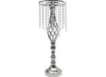 Set Di 10 Supporti Per Fiori In Cristallo - Supporti Da Tavolo Per Composizioni Floreali - Altezza 55 Cm - Metallo - Per Matrimoni E Feste - Argento