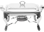Scaldavivande - Chafing Dish - Capacità 6 L - Acciaio Inossidabile - Con Coperchio - Per Buffet Di Hotel E Catering - Argento