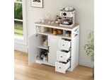 Credenza Proximax Con 3 Cassetti E 2 Ante Per Cucina E Sala Da Pranzo, Mdf, Bianco