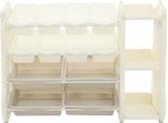 Scaffale Porta Giocattoli Per Bambini - Organizer Indipendente - 12 Scomparti - 4 Cestini Grandi + 8 Piccoli - Angoli Arrotondati - Hdpe E Silicone - 115×36×85 Cm - Dai 18 Mesi - Avorio