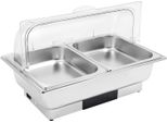 Scaldavivande Chafing Dish - Elettrico - 2 Scomparti - 9 L - Acciaio Inossidabile - 600 W 220 V - Rosso