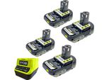 Ryobi RC18120-425C Caricabatterie Rapido 18 Volt One+ + 4 Batterie 18 V 2,5 Ah