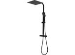 Set Doccia - Sistema Doccia Termostatico - Soffione A Pioggia 30 Cm - Soffione Quadrato - Doccetta - Ottone/Acciaio Inossidabile/Abs - Nero