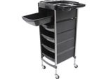 Carrello Da Parrucchiere - Carrello Portaoggetti - 6 Ripiani - 5 Cassetti Estraibili - Rotelle Girevoli A 360° - Telaio In Acciaio Inossidabile - Abs/Pp - Nero