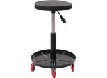 Sgabello Da Meccanico - Sgabello Da Officina Con Rotelle - Portata 136 Kg - Regolabile In Altezza Pneumaticamente - Seduta Imbottita - Per Garage/Officina - Nero