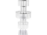 Portafiori - Colonna A 5 Livelli - Ferro E Acrilico Trasparente - Base Quadrata 30×30 Cm - Supporti Rotondi Ø20/35/50 Cm - Per Tavolo E Pavimento - Argento