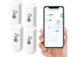 Termometro E Igrometro Wi-Fi - Set Di Sensori Per Interni - Temperatura E Umidità - Controllo Tramite App - Monitoraggio Intelligente - Confezione Da 4 - Rosa