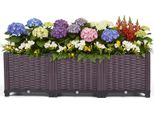 Fioriera In Plastica Effetto Rattan - Aiuola Rialzata - Grande Volume - Con Fori Di Drenaggio - Per Erbe Aromatiche E Fiori - Giardino/Terrazza Esterno