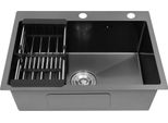 Lavello Da Cucina - Lavello Rettangolare A Vasca Singola - Acciaio Inossidabile - Un Foro Per Rubinetto - Senza Rubinetto - Nero
