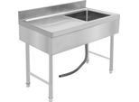 Lavello Gastronomico In Acciaio Inox - Lavello Monobacino Indipendente - Vasca Destra - Ripiano - Senza Rubinetteria - Da Montare - Argento
