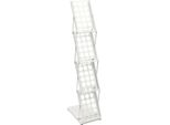 Espositore Per Brochure - Espositore Pieghevole Per Riviste Con 4 Scomparti - Metallo - Dimensioni 40×18×29 Cm - Per Fiere Ed Esposizioni - Richiede Assemblaggio - Bianco