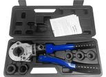 Pinza Idraulica Per Tubi - Utensile Di Crimpatura - 10 T/98 Kn - Testa Girevole A 360° - 3 Set Di Matrici - Valigetta Portautensili - Per Tubi In Rame - Blu/Nero