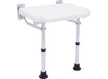 Sgabello Da Doccia Per Anziani - Sgabello Da Bagno - Pieghevole - Regolabile In Altezza Da 42 A 53 Cm - Piedini In Gomma Antiscivolo Ø 5 Cm - Alluminio - Portata Massima 100 Kg - Bianco