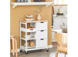 Carrello Da Cucina/Carrello Di Servizio Con Rotelle - Con Rotelle - 2 Ripiani Rimovibili - 1 Vassoio - Legno - Da Montare - Bianco