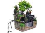 Fontana Da Tavolo - Mini Fontana Da Interno Zen - Paesaggio Roccioso - Generatore Di Nebbia - Illuminazione A Led - Resina Sintetica - 18 X 30 X 33 Cm - Multicolore