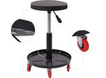 Sedia Da Officina - Sgabello Girevole - Seduta Rotonda - Regolabile In Altezza - Girevole A 360° - Montaggio - Nero