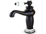Rubinetteria Da Bagno Retrò - Rubinetto Per Lavabo - Montaggio A Vista - Corpo In Ottone - Monocomando - Foro Singolo - Nero