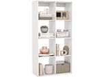 Costway Libreria A 4 Ripiani, Scaffale Con 8 Scomparti E Protezione Antiribaltamento, Scaffale Cubico In Legno, Scaffale Da Ufficio Indipendente, Scaffale Da Ufficio (Bianco, 69,5 X 33 X 137 Cm)