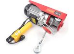 Argano Elettrico - Potenza 1300 W - Portata 800 Kg Doppia/400 Kg Singola - Altezza Di Sollevamento 12 M - Fune In Acciaio 5 Mm - Velocità 5/10 M/Min - IP40 - Rosso