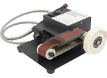 Mini Levigatrice A Nastro Da Tavolo - Levigatrice A Nastro - Potenza 350 W - Doppio Motore - Alimentazione A Rete - 10 Nastri Abrasivi Inclusi - Per Affilare Coltelli - Per Legno E Metallo - Nero