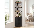 Costway Scaffale Angolare A 6 Ripiani, Libreria Angolare Da 180 Cm Con Armadio, Ante E Telaio In Metallo, Libreria Indipendente, Scaffale Portaoggetti (Nero, 38X38X180 Cm)