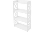 Libreria - Scaffale A 4 Ripiani - Pvc - 5 Kg Per Ripiano - Rettangolare - 58,4×25,4×108 Cm - Da Montare - Bianco