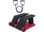 Twist Stepper - Mini Stepper - Portata 150 Kg - Display Lcd - Fasce Elastiche Di Resistenza - Cinque Livelli - Pedali Antiscivolo 39×16,8 Cm - Nero/Rosso