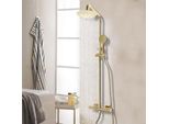 Doccia A Pioggia - Sistema Doccia - Doccetta Regolabile - 3 Tipi Di Getto - Valvola In Ceramica - Ottone - Oro