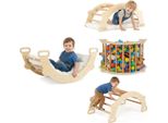 Costway Arco Di Arrampicata Montessori 3 In 1 Con Cuscino, Triangolo Di Arrampicata Per Dondolare E Arrampicarsi, Scala Di Arrampicata In Legno, Struttura Di Arrampicata, Per Bambini 3+