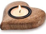 Orion | Portacandele - Portacandele In Legno - 10X10 Cm - A Forma Di Cuore - Per Tealight - In Legno Di Mango