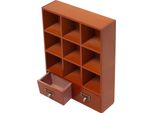 Armadio Portaoggetti In Legno - Organizer Con Scomparti E Cassetti - 9 Scomparti, 2 Cassetti - Montaggio A Parete O Indipendente - Con Maniglie - 33,3X10X42,5 Cm - Marrone