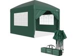 Gazebo Pieghevole Zelsius 3X3 M Con Pareti Laterali, Verde, Gazebo Pieghevole UV30, Tenda Da Giardino Pieghevole