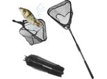 Rete Da Pesca - Rete Da Fondo - Manico Telescopico - Galleggiante - Pieghevole - Gommata - Maglie Larghe - Acqua Salata E Dolce - Nera