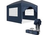 Gazebo Pieghevole Zelsius 3X3 M Con Pareti Laterali, Blu, Gazebo Pieghevole UV30, Tenda Da Giardino Pieghevole