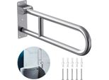 Maniglione Di Sostegno Per Wc - Maniglione Ribaltabile - Acciaio Inossidabile - Portata 350 Kg - Per Anziani E Persone Con Disabilità - Grigio Chiaro