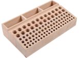 Portautensili In Pelle - Organizer In Legno - 98 Fori - 3 Fessure - Per Punzoni/Utensili Da Punzonatura - Supporto Da Tavolo - Bianco