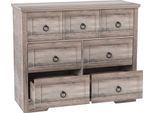 Comò Grigio In Legno, Grande Credenza Con 7 Cassetti Per Camera Da Letto, Soggiorno, Corridoio