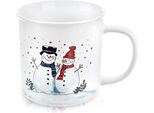 Orion | Tazza Da Caffè - Tazza Da Bere - In Vetroceramica - Con Manico - 470 Ml - Bianco - Motivo Natalizio Pupazzo Di Neve