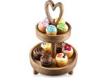 Orion | Etagere - Marrone - 42 Cm - In Legno - 2 Livelli - Per Biscotti E Frutta - Legno Di Mango
