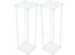 Portafiori Per Matrimoni - Portafiori Da Tavolo In Acrilico - Quadrato - 20×20×60 Cm - Set Da 2 - Moderno - Trasparente