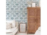 Carta Da Parati Adesiva Foglie Di Gingko Blu In Vinile Lavabile E Rimovibile - 1 Rotolo 50X300 Cm - Decochic
