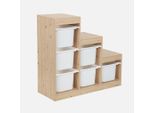 Mobile Contenitore Per Bambini A Scala Con 6 Contenitori, Marrone Naturale